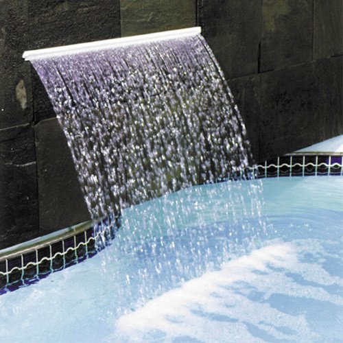 Pool waterfall feature outlet