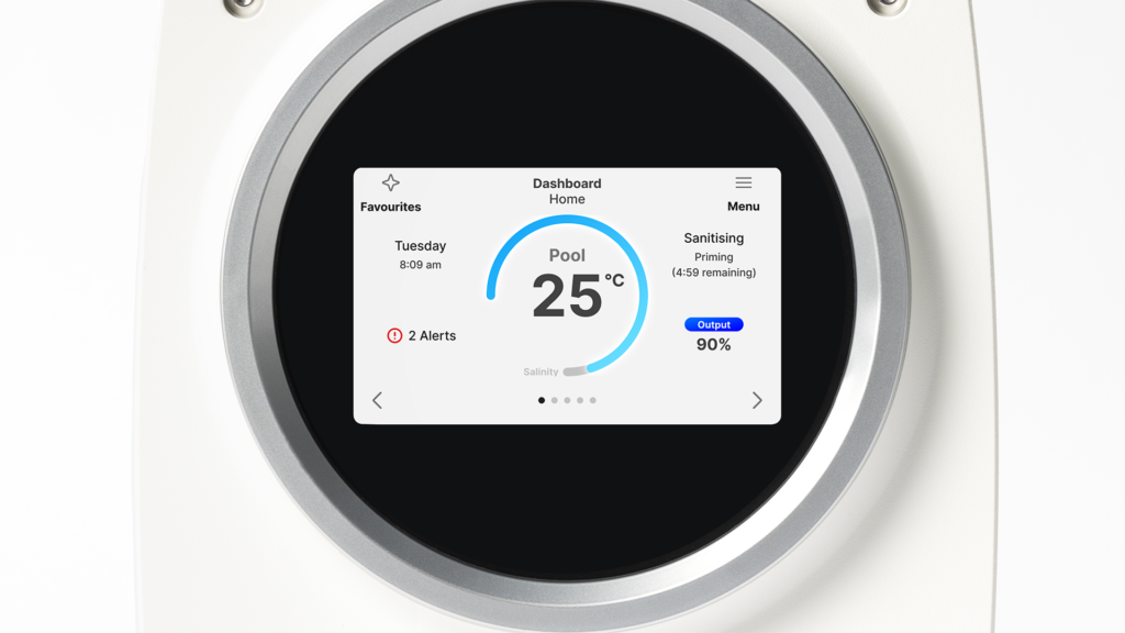 Detail of the AstralPool Echo touchscreen controller